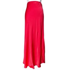 NWT Jaki London Raspberry Red Camilla Bias Satin Maxi Slip Skirt XS/S